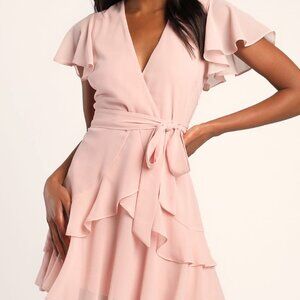 Lulu's Sweet Like You Blush Ruffled Mini Dress, light pink (blush), M